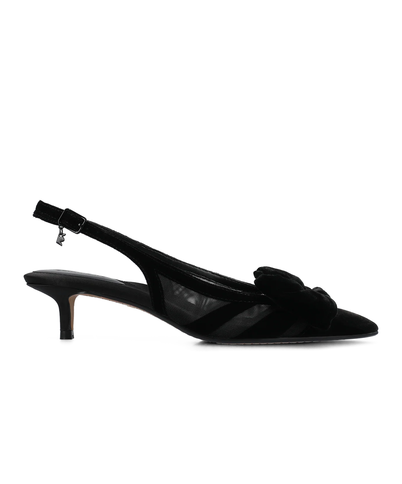 The Goldfinch Kitten Heel - Black Velvet Mesh - Image 4